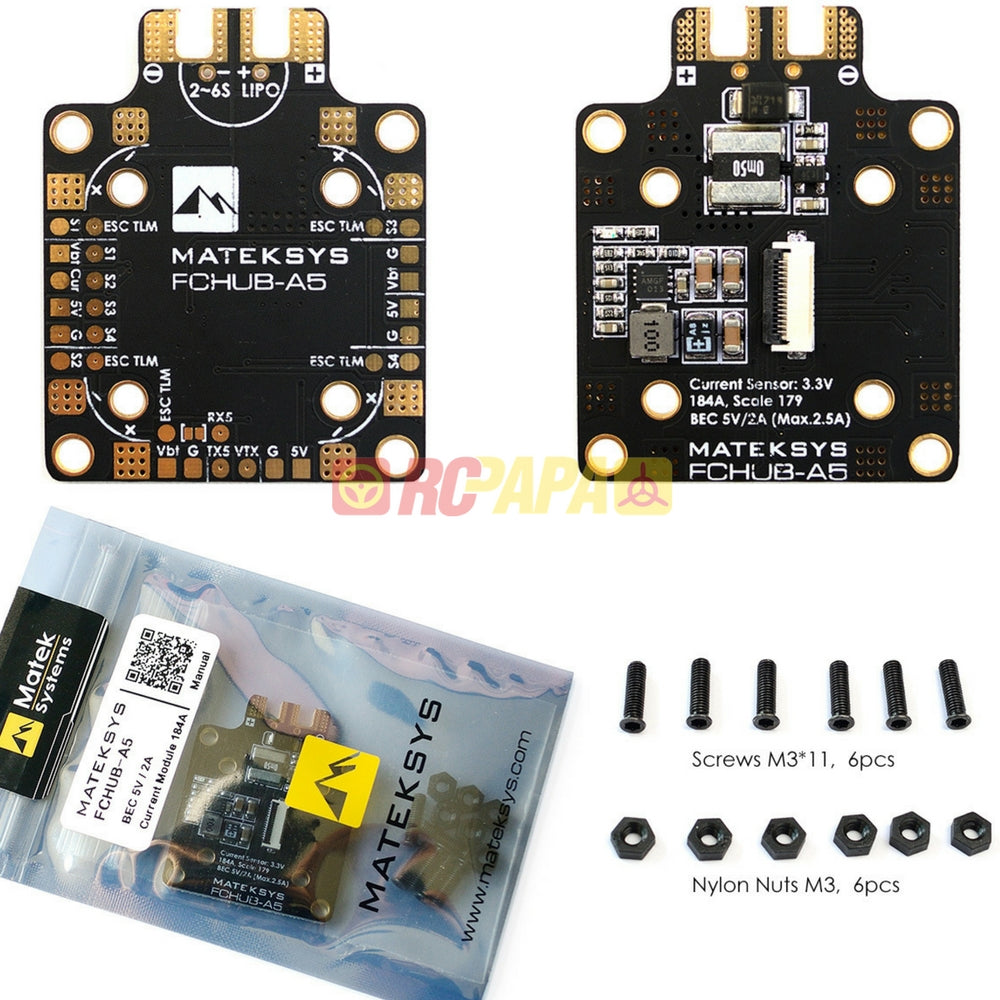 Matek FCHUB-A5 w/ Current Sensor 184A BEC 5v 2A - RC Papa