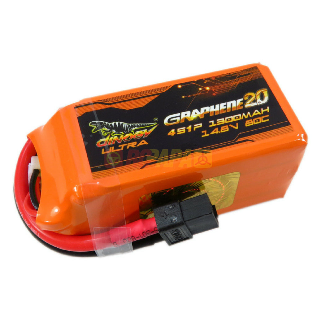 Dinogy Ultra Graphene 2.0 14.8v 4s 1300mah 80c Lipo Battery - RC Papa