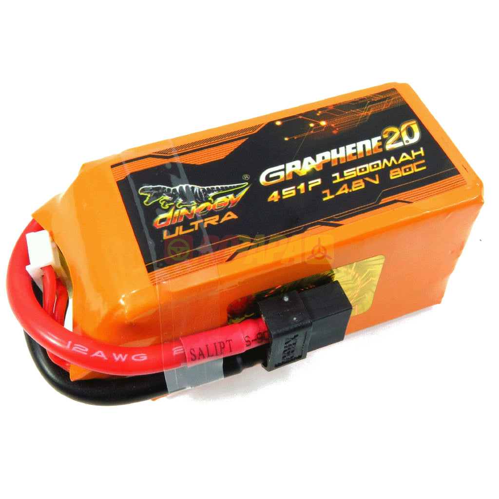 Dinogy Ultra Graphene 2.0 14.8v 4s 1500mah 80c Lipo Battery - RC Papa