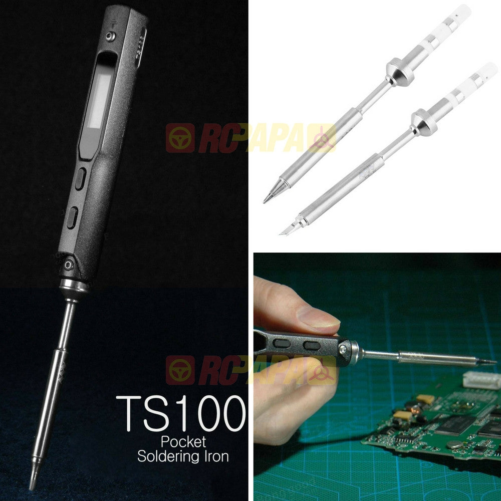TS100 40W Digital OLED Soldering Iron Station (2 Solder Tips TS-B2 TS-KU) - RC Papa
