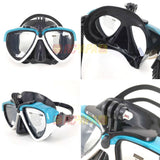 Half Face Snorkeling Mask for Surface Scuba Diving with GoPro Mount (White/Blue) - RC Papa