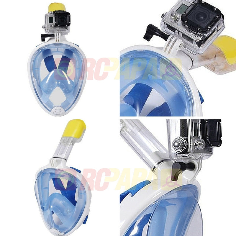 Snorkeling Full Face Mask with GoPro Mount Blue for Surface Diving Snorkel Scuba - RC Papa