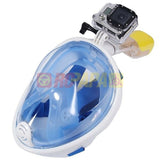 Snorkeling Full Face Mask with GoPro Mount Blue for Surface Diving Snorkel Scuba - RC Papa