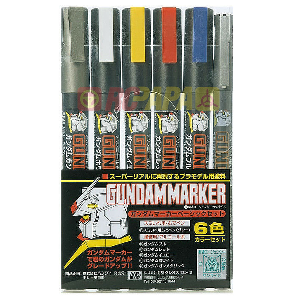 Mr. Hobby Gundam Marker Pen (Basic 6 Color) GMS105 - RC Papa