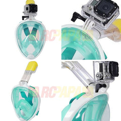 Snorkeling Full Face Mask with GoPro Mount Green for Surface Diving Snorkel Scuba - RC Papa