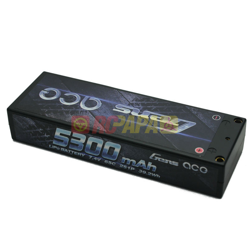 Gens Ace 5300mAh 7.4V 65C 2S1P Hard Case Lipo Battery - RC Papa