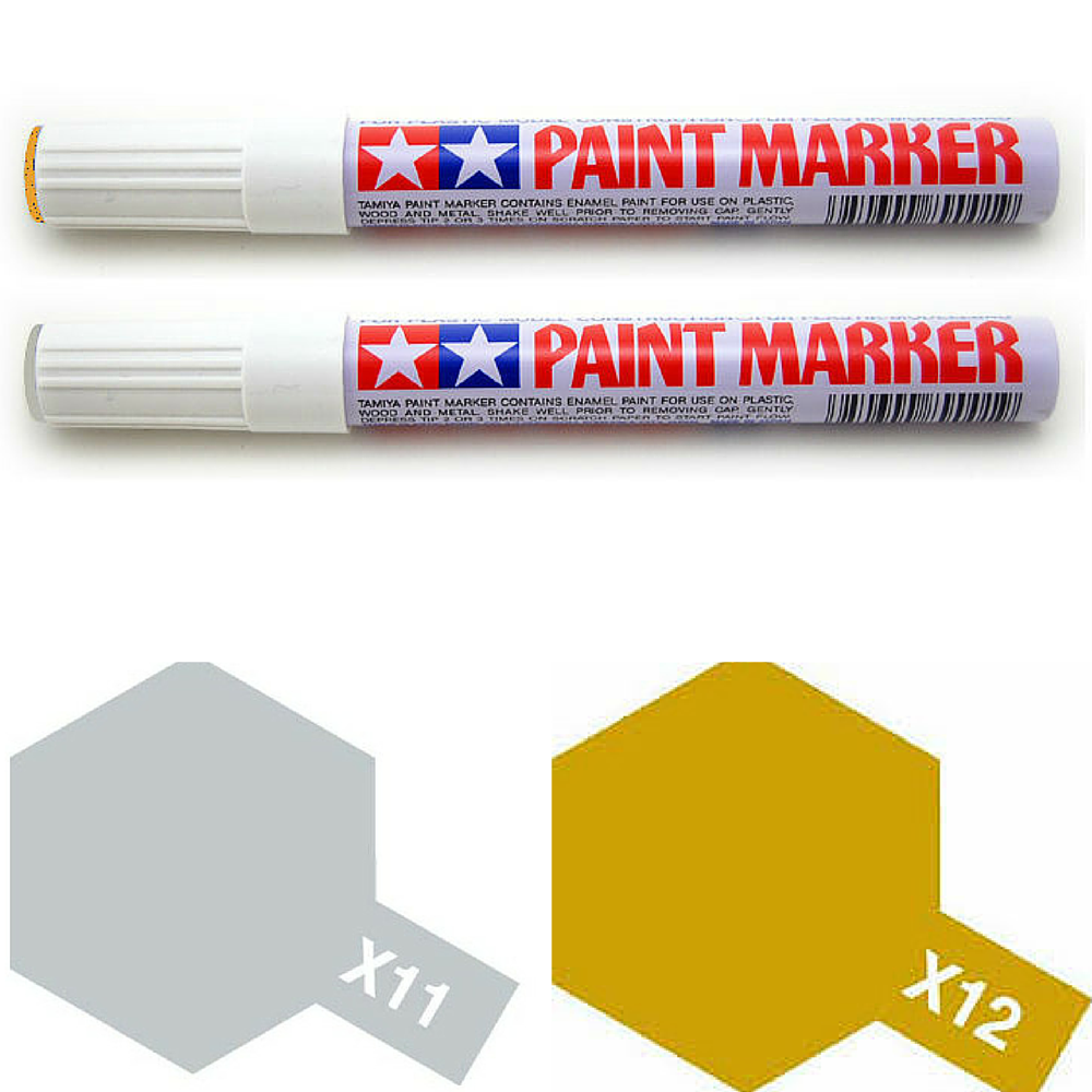 Tamiya Paint Marker Chrome Silver Gold X11 X12 89011 89012 Combo